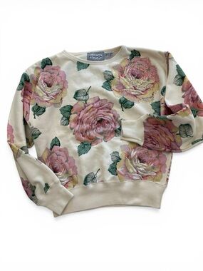 Forenza Sportswear Vintage 80s Whimsical Cottagecore Garden Floral Sweatshirt